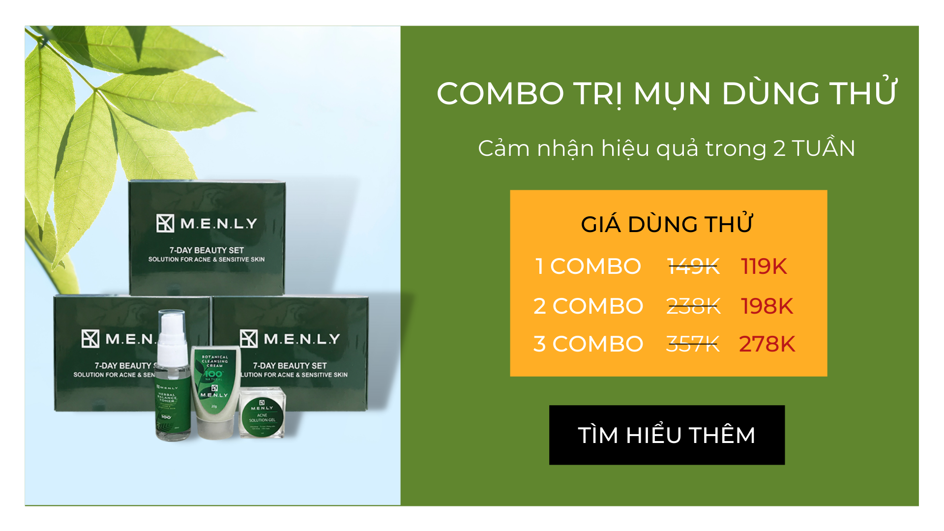 combo mini trị mụn Menly